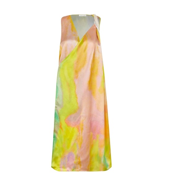 NWT Stine Goya Hedy Satin‎ Fireworks Print Draped Sleeveless Dress Size M - Picture 2 of 16